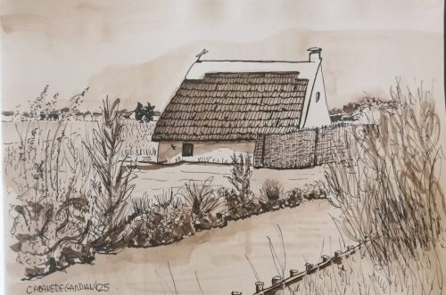 019 Croquis sur place CABANE DE GARDIAN Encre de Chine
