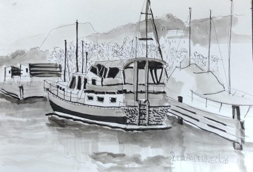 Encre de Chine en plein air Port Hauterive